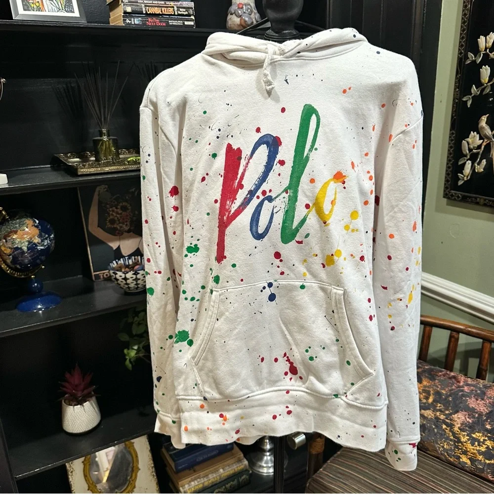 Polo Ralph Lauren Logo Paint-Splatter Hoodie – Men’s Size Small, New Without Tag